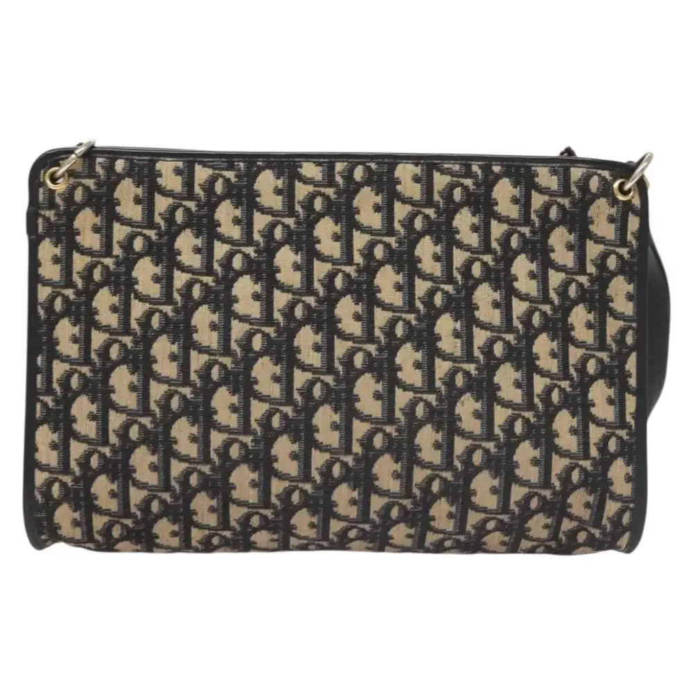 DIOR Trotter Canvas Shoulder Bag Navy Gold - Picture 3 of 12